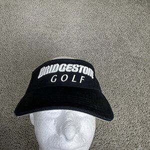 Bridgestone Golf Hat Visor Strap Back Mens One Size Black Golf Logo Sports